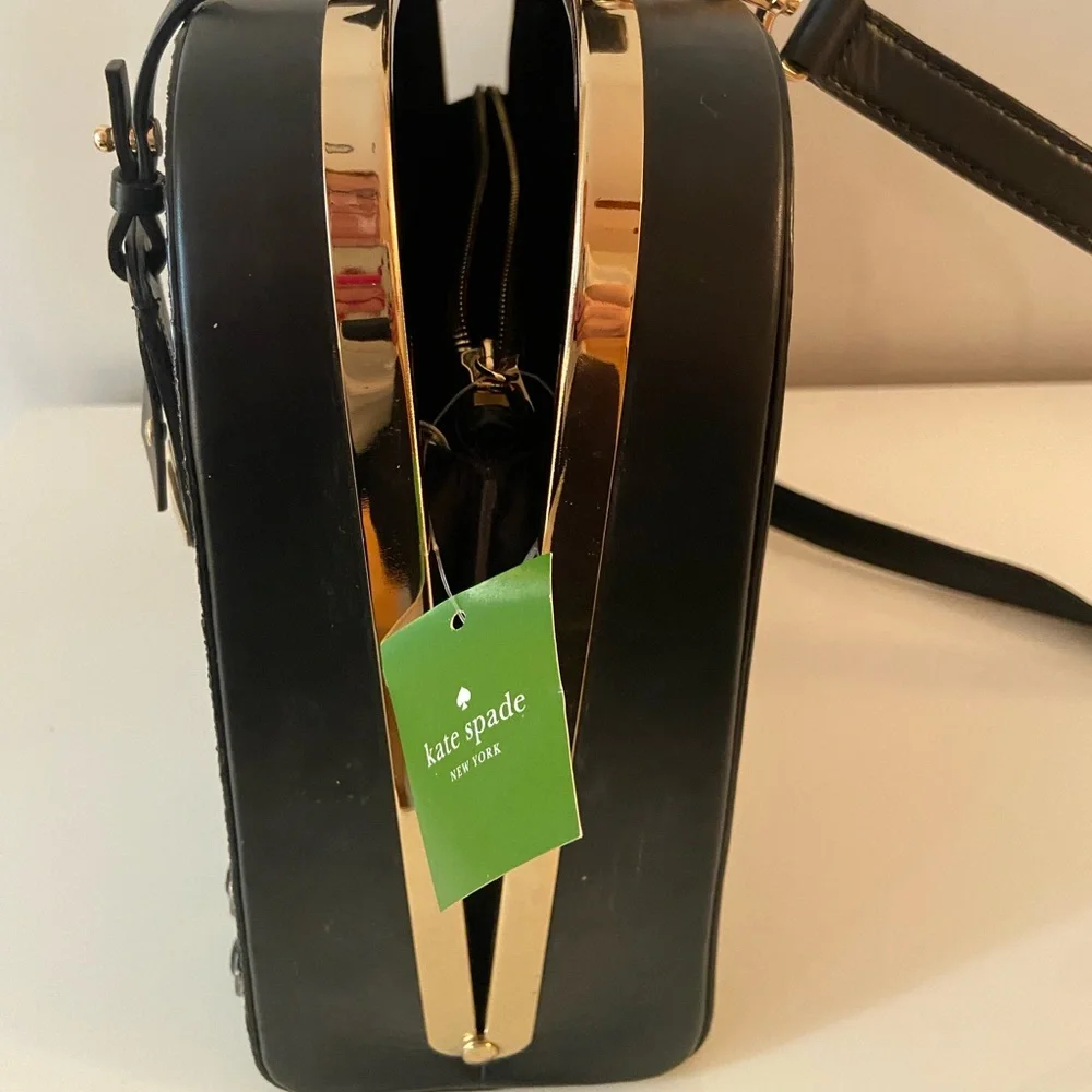 Kate Spade Skyline Way Large Violina Glitter Black Leather PXRU7398